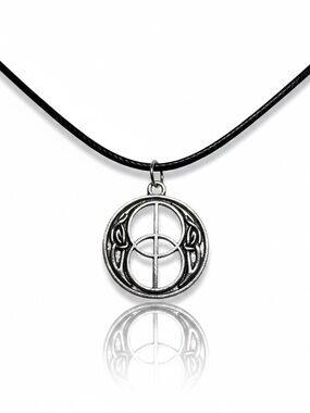 Handmade silver Celtic Circle Pendant Black Cord Necklace